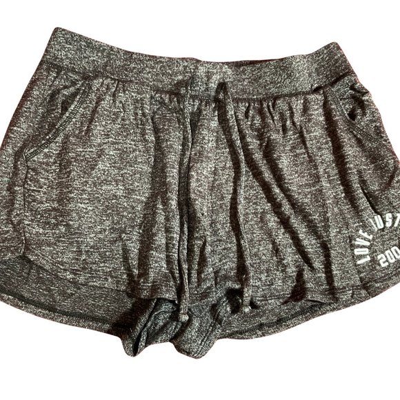 👣 5/$25 - Grey/Black Shorts w/ Waist Tie & Brand Logo - Picture 1 of 3